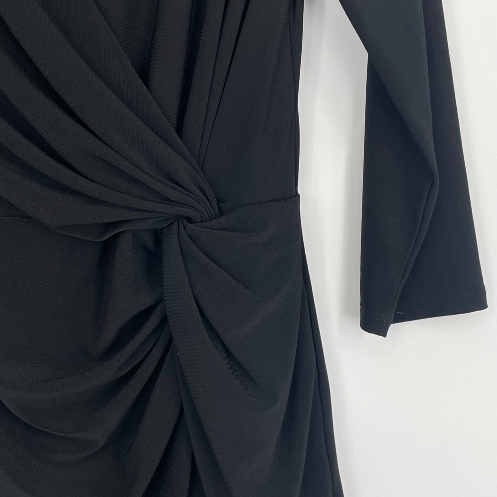 White House Black Market Womens Draped Ruched 3/4 Sleeve Wrap Midi Dress Size XS - Picture 7 of 10